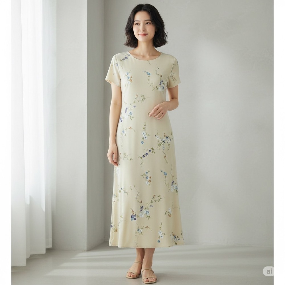NEW Vintage 90s Karin Stevens Floral Maxi Dress Women 16 Yellow Cottagecore